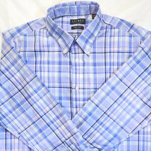 Lauren by Ralph Lauren L/S Plaid Button Down Shirt Men's Size XL 17" 34/35